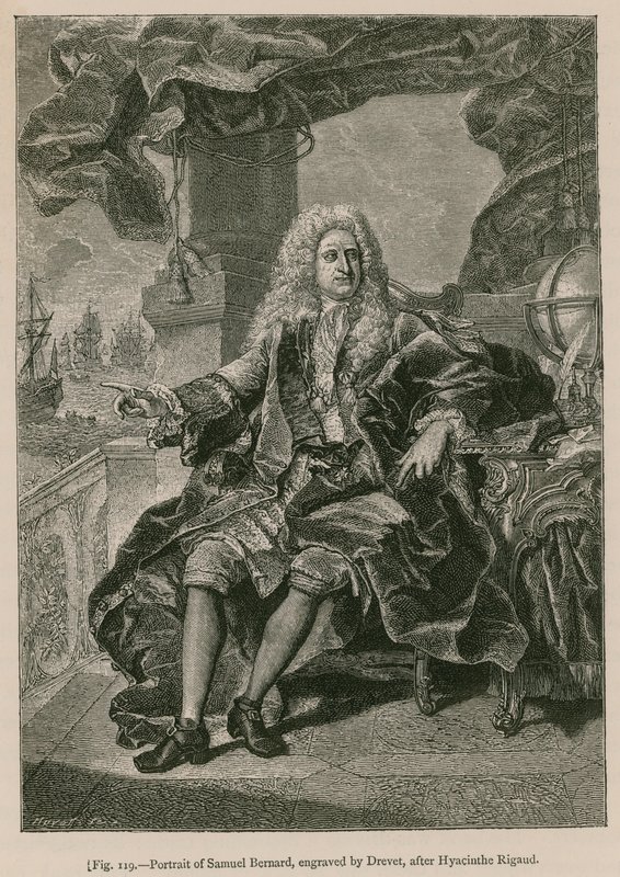 Portrét Samuela Bernarda, vyrytý Drevetem, po Hyacinthe Rigaud od French School