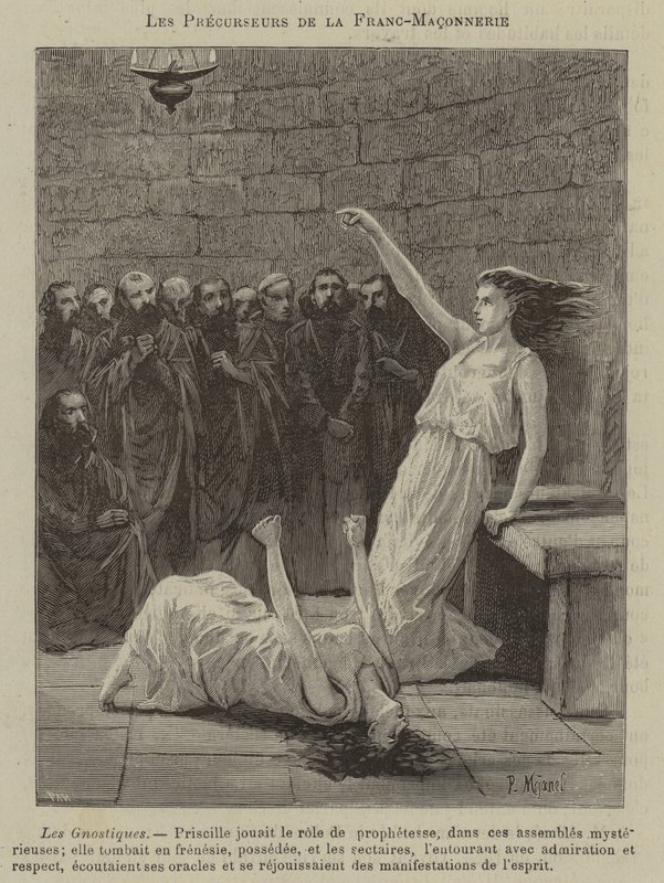 Předchůdci svobodného zednářství: Gnostici (rytina) od French School