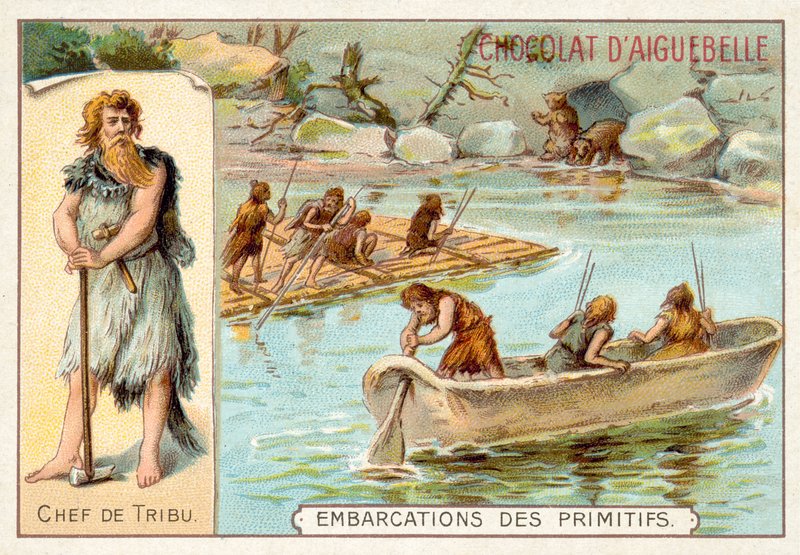 Prehistorické lodě (chromolitho) od French School