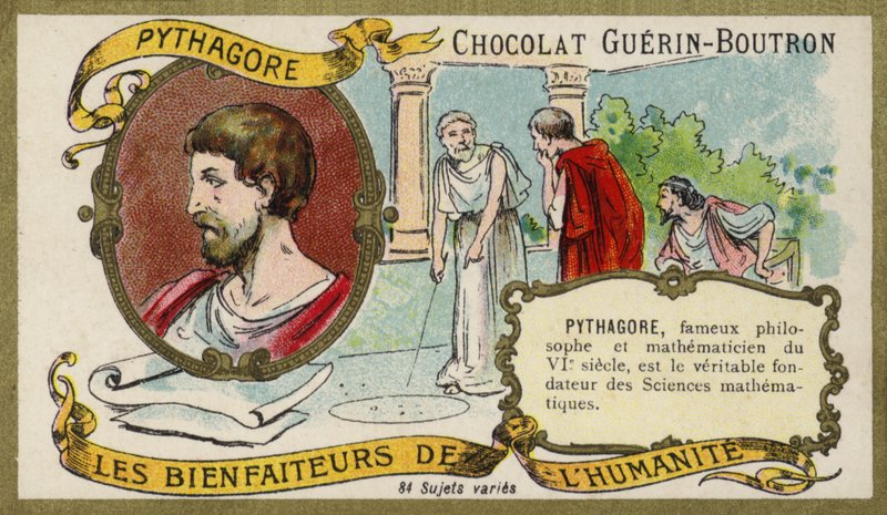 Pythagoras , starověký řecký filozof a matematik (chromolitho) od French School