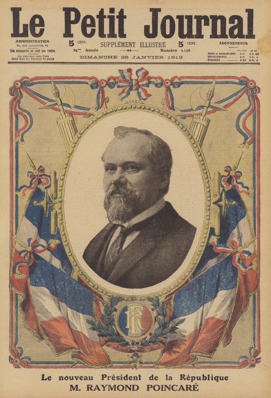 Raymond Poincare, nový prezident Francouzské republiky (barva lito) od French School