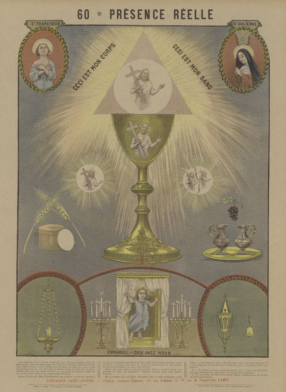 Skutečná přítomnost Krista v eucharistii (barva lito) od French School