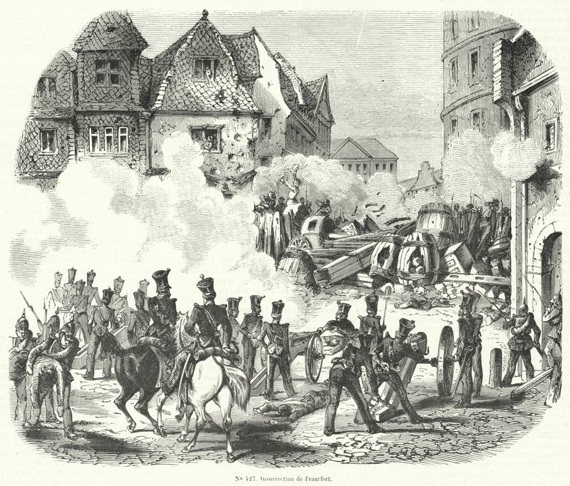 Povstání ve Frankfurtu, Německo, září 1848 od French School