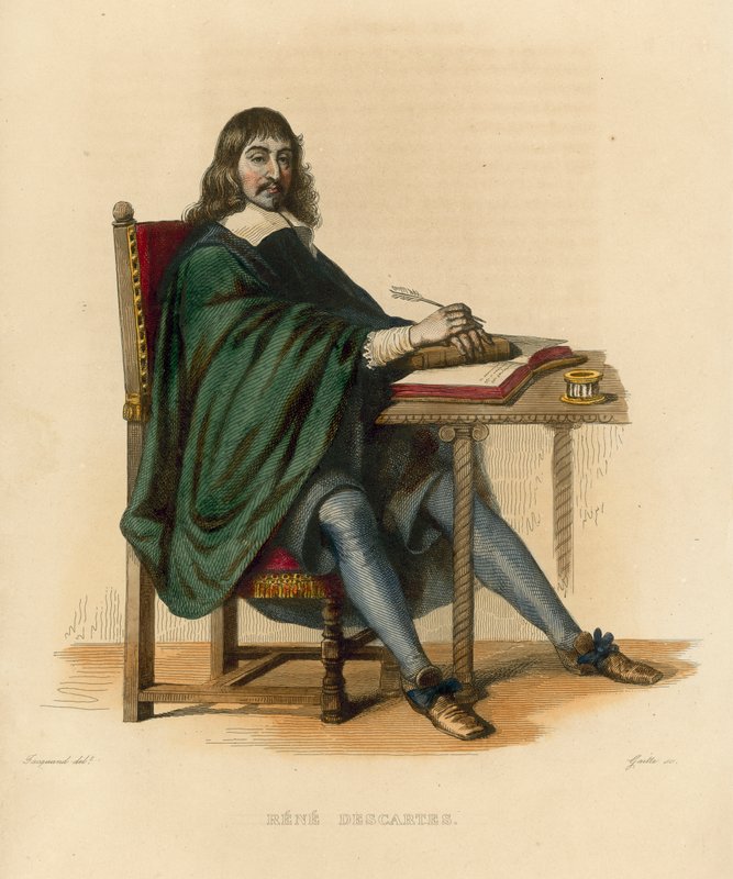 René Descartes (barevná rytina) od French School