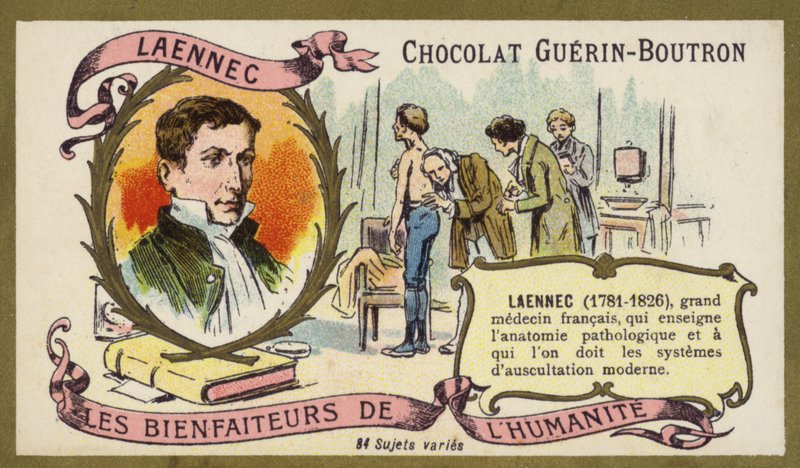 Rene Laennec, francouzský lékař a vynálezce stetoskopu (chromolitho) od French School