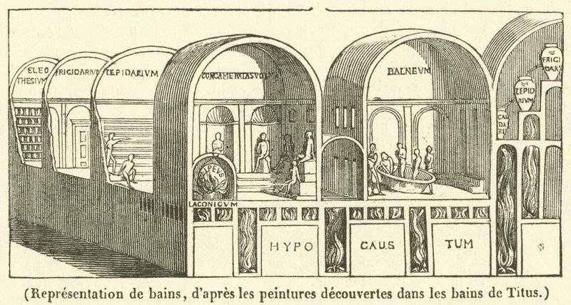 Znázornění lázní (rytí) od French School