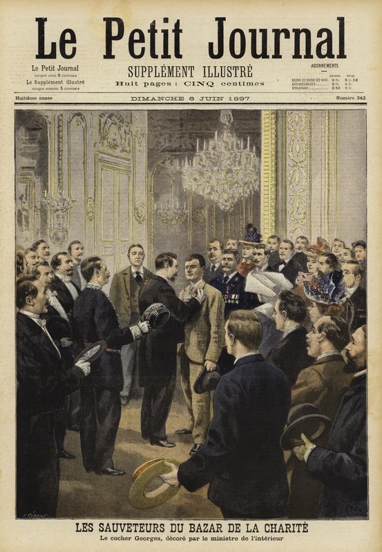 Záchranáři z požáru na Bazar de la Charite, Paříž, 1897 od French School