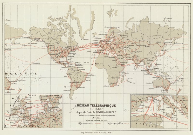 Globe Telegraph Network (barevné lito) od French School