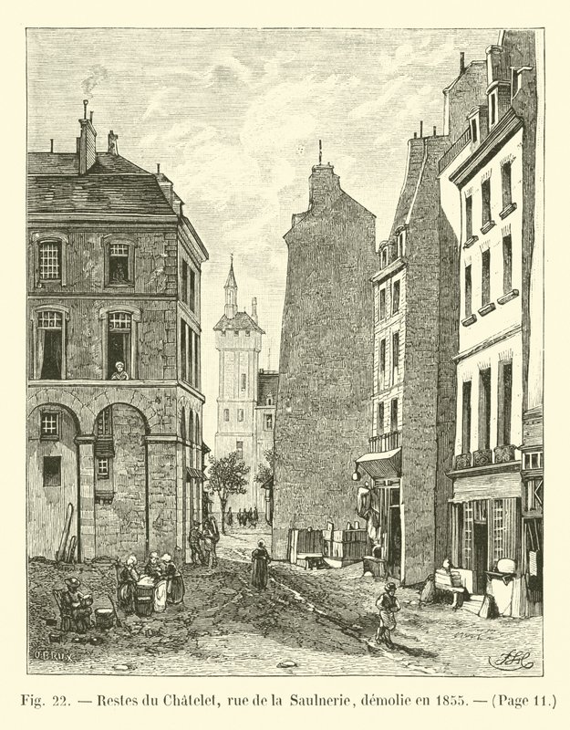 Zbytky Chatelet, rue de la Saulnerie, zničen v roce 1855 od French School