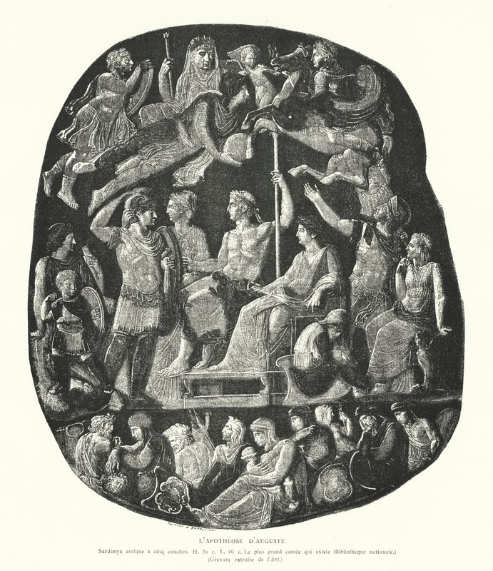 Římské onyxové portréty zobrazující apoteózu císaře Augusta (rytina) od French School