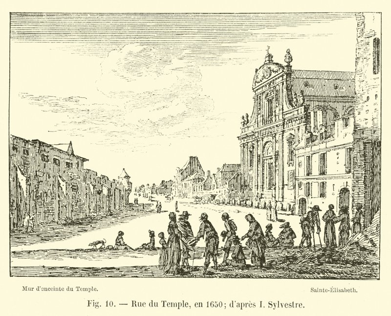 Rue du Temple, v roce 1650; po mně Sylvester od French School