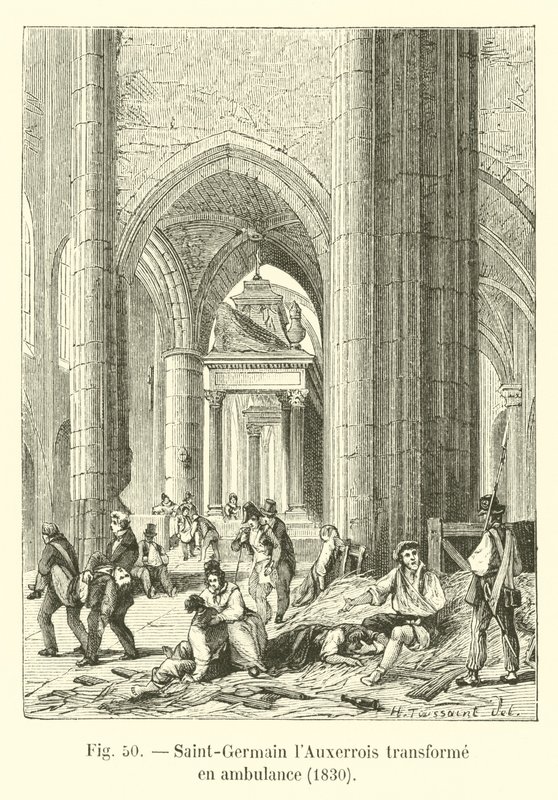 Saint-Germain lAuxerrois přeměněn na sanitku, 1830 od French School