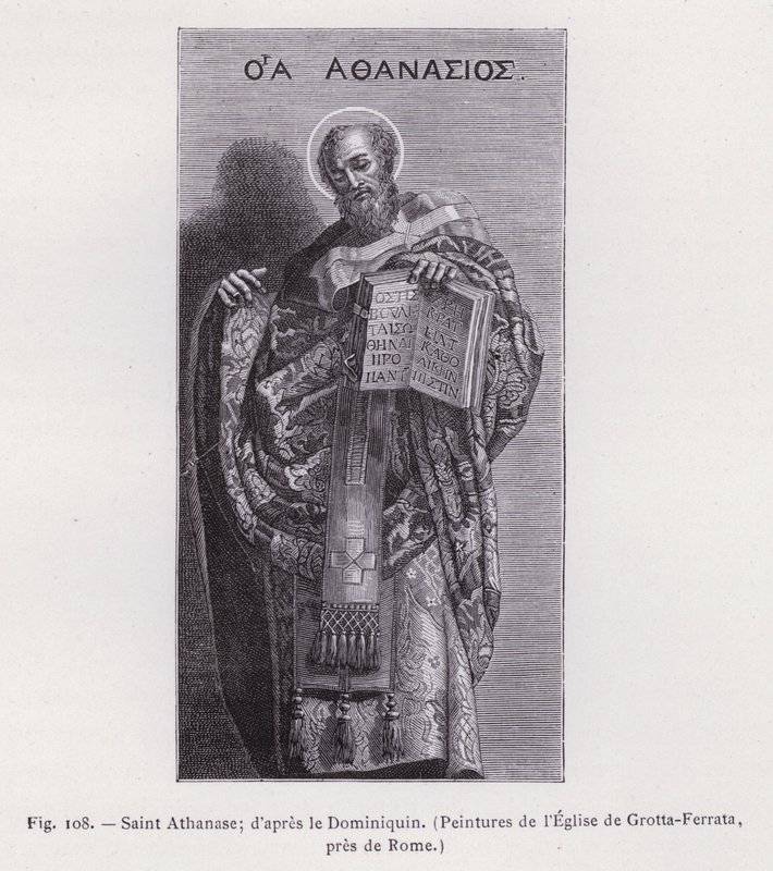 Svatý Atanáš; po Dominichino, Obrazy kostela Grotta-Ferrata, poblíž Říma (rytina) od French School
