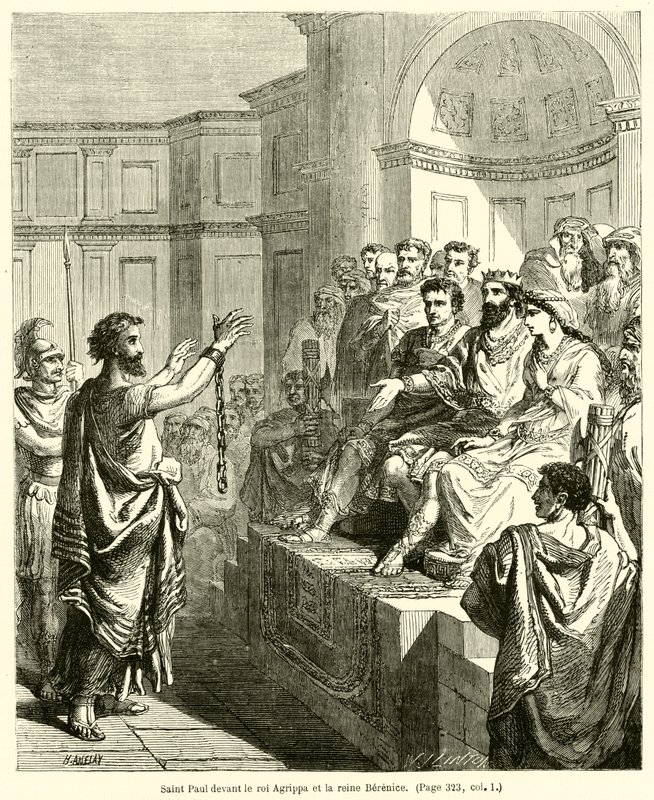 Svatý Pavel před králem Agrippou a královnou Berenikou (rytina) od French School