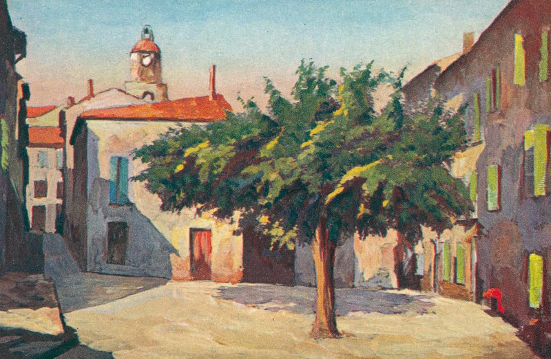Saint Tropez: Malebné zákoutí (barevná litografie) od French School