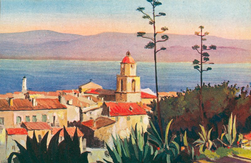 Saint Tropez: Útěk do zálivu (barevná litografie) od French School