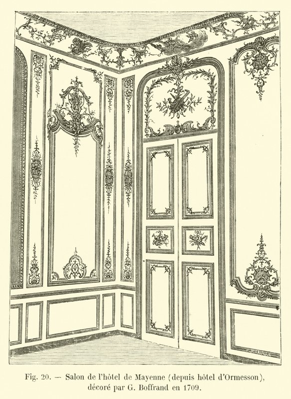 Salon hotelu de Mayenne, z hotelu Ormesson, vyzdobený G Boffrandem v roce 1709 od French School