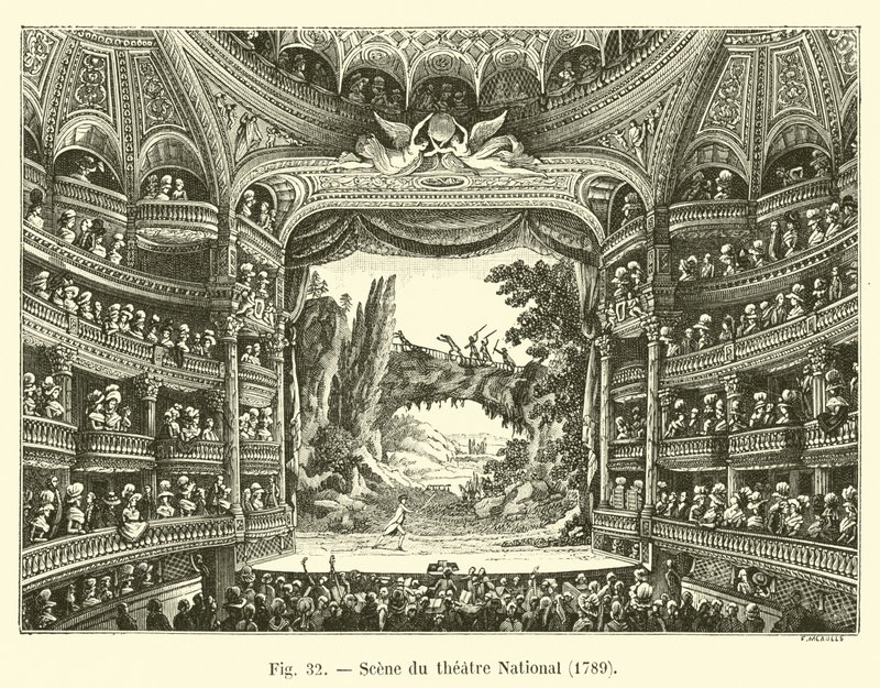 Scene du Theatre National, 1789 od French School