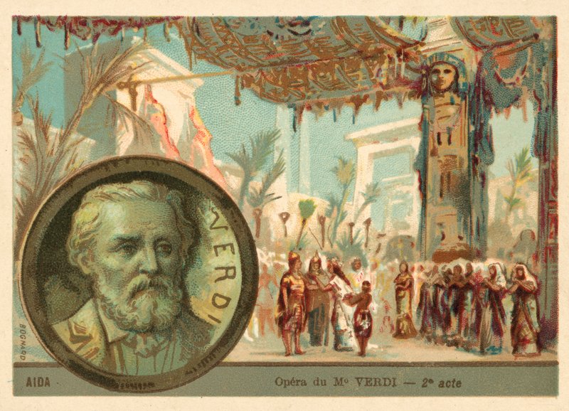 Scéna z opery Giuseppe Verdiho Aida (chromolitho) od French School