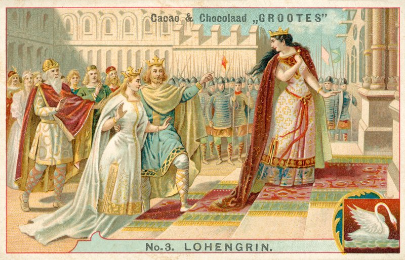 Scéna z opery Richarda Wagnera Lohengrin (chromolitho) od French School
