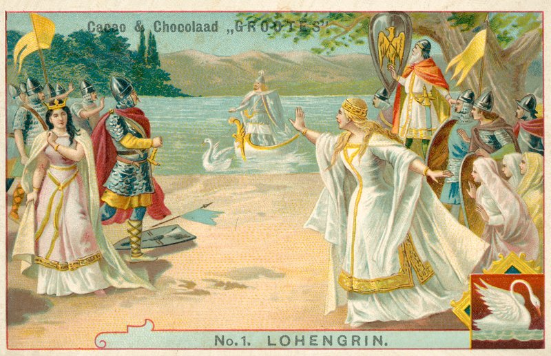 Scéna z opery Richarda Wagnera Lohengrin (chromolitho) od French School
