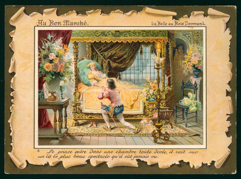 Scéna ze Šípkové Růženky (chromolit) od French School
