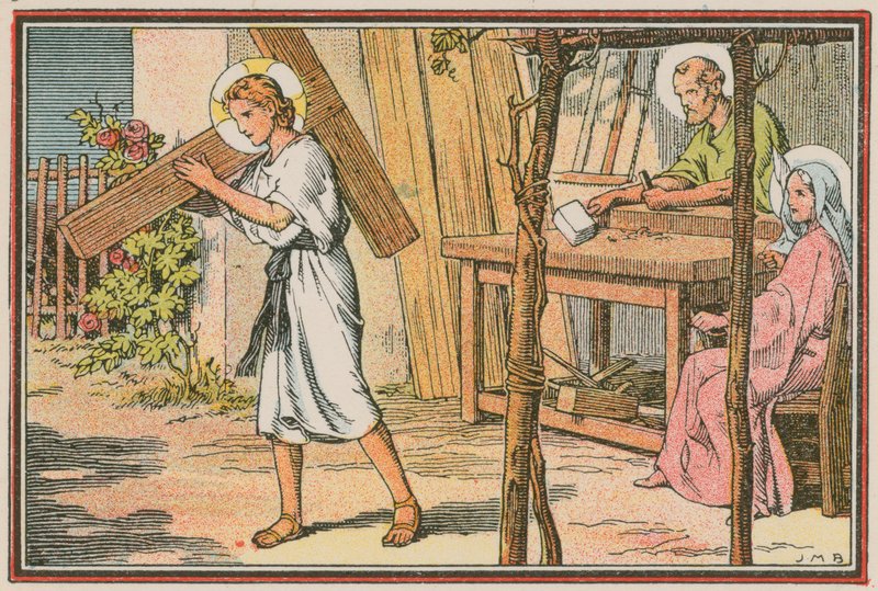 Scéna z Ježíšova života (barevná rytina) od French School