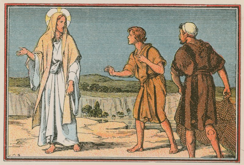 Scéna z Ježíšova života (barevná rytina) od French School