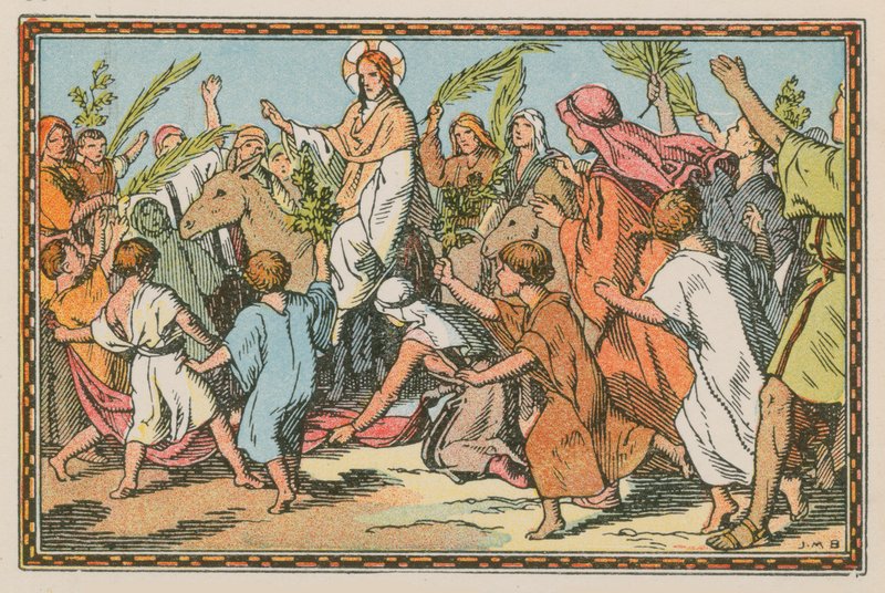 Scéna z Ježíšova života (barevná rytina) od French School