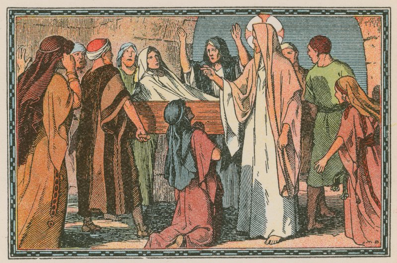 Scéna z Ježíšova života (barevná rytina) od French School