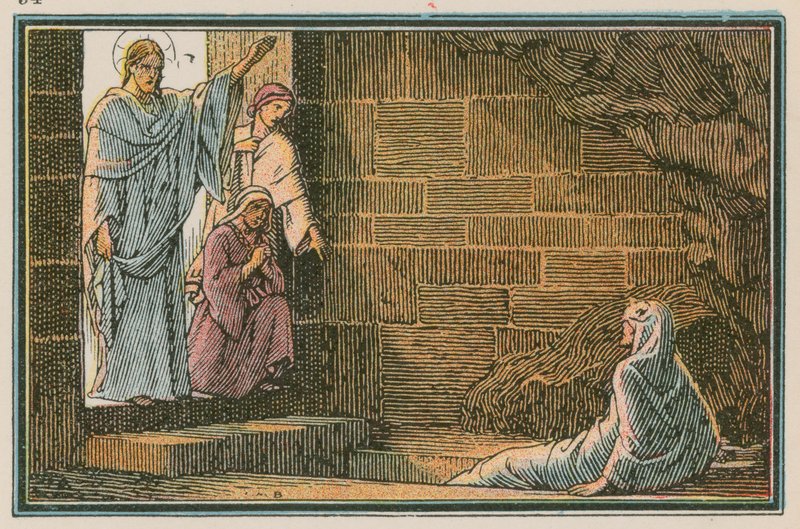 Scéna z Ježíšova života (barevná rytina) od French School