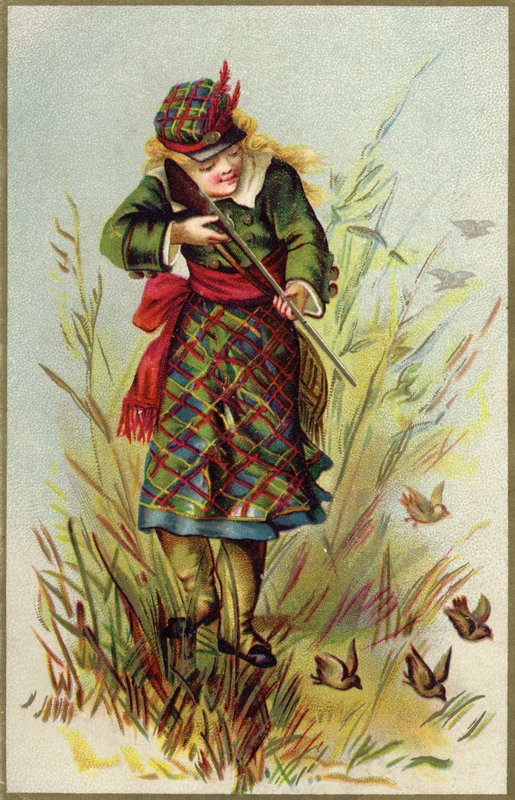 Skotská dívka střílející ptáky od French School