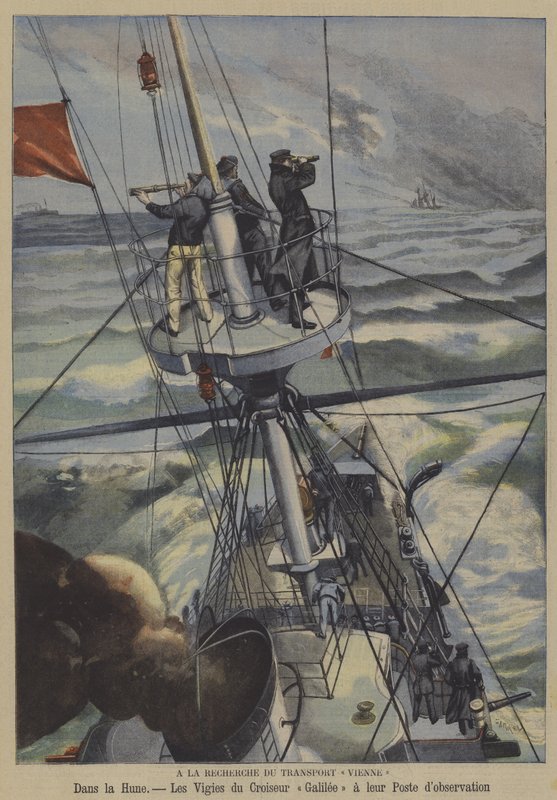 Pátrání po zmizelé francouzské lodi Vienne (barva litho) od French School