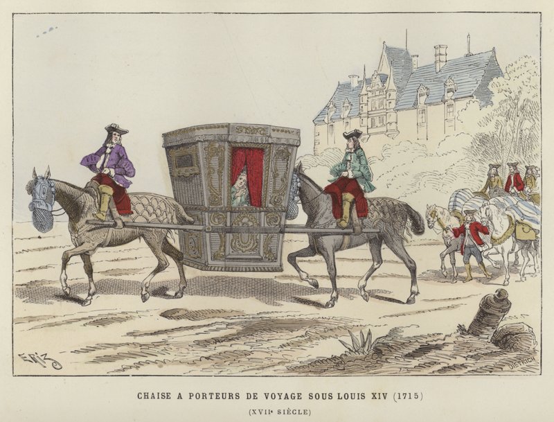 Sedačková židle nesená koňmi, vláda Ludvíka XIV. Francouzského, 1715 od French School