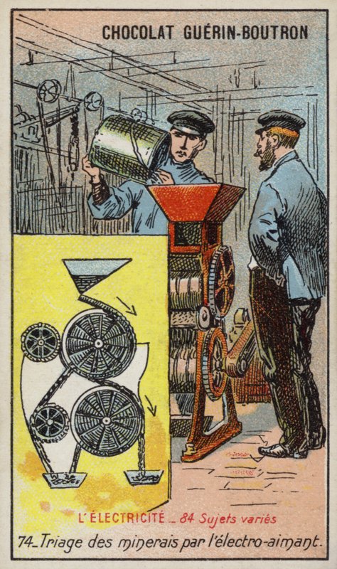 Oddělování rudy pomocí elektromagnetu (chromolitho) od French School