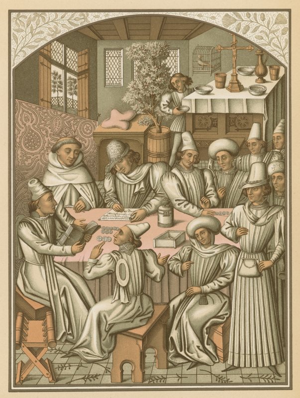 Vyrovnání účtů bratrstvem Charite-Dieu a Notre-Dame z obnovy Rouen, 1466 od French School
