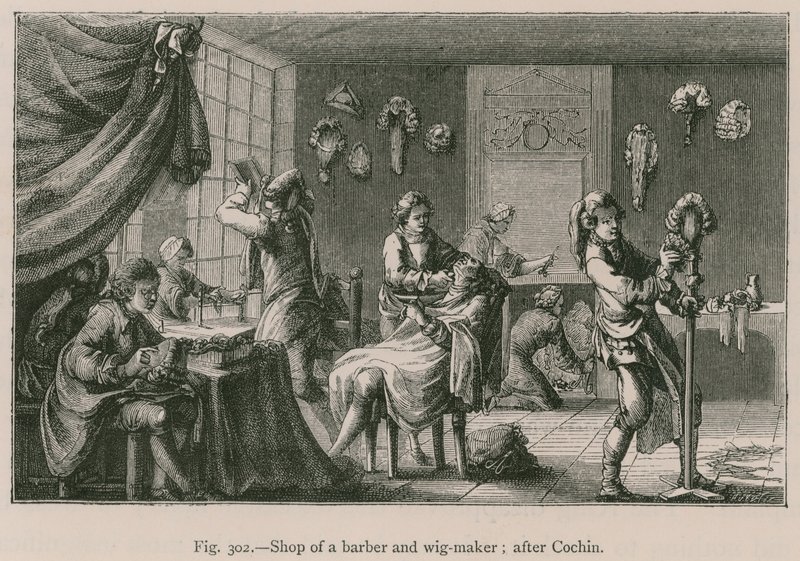 Prodejna holičů a paruk; po Cochin od French School