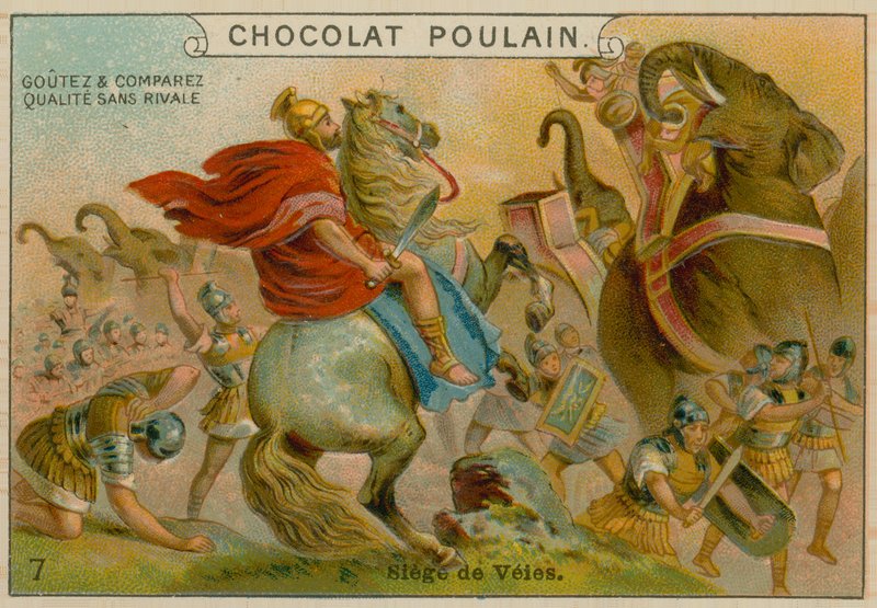 Siege of Veii, obchodní karta Chocolat Poulain od French School