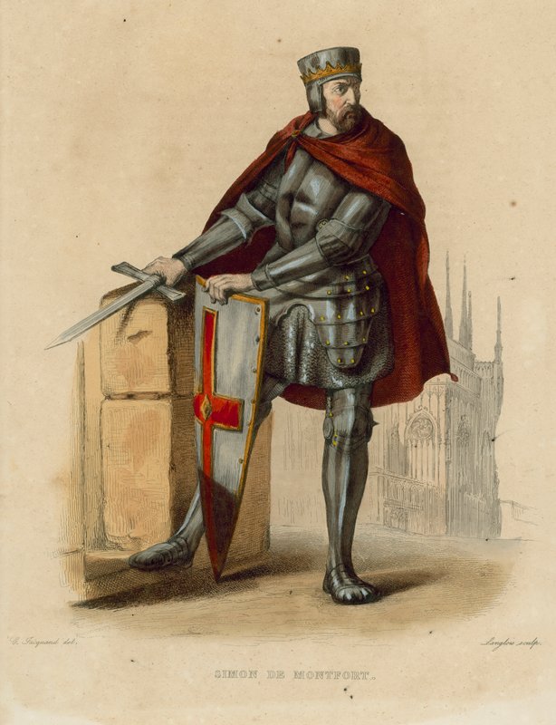 Simon de Montfort (barevná rytina) od French School