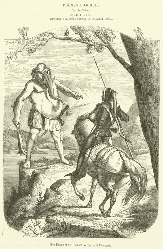 Sire Thopas et sire Oliphant (rytina) od French School