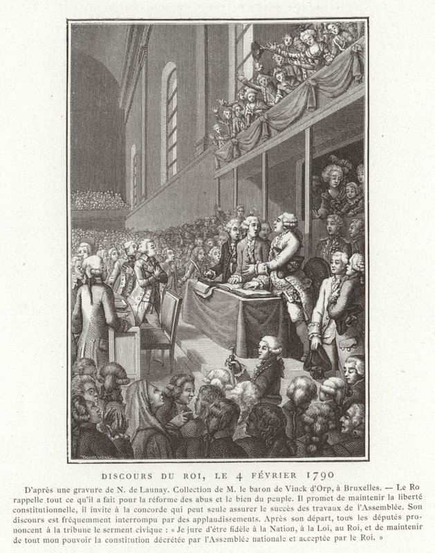 Projev francouzského krále Ludvíka XVI. k Národnímu shromáždění, Francouzská revoluce, 4. února 1790 od French School