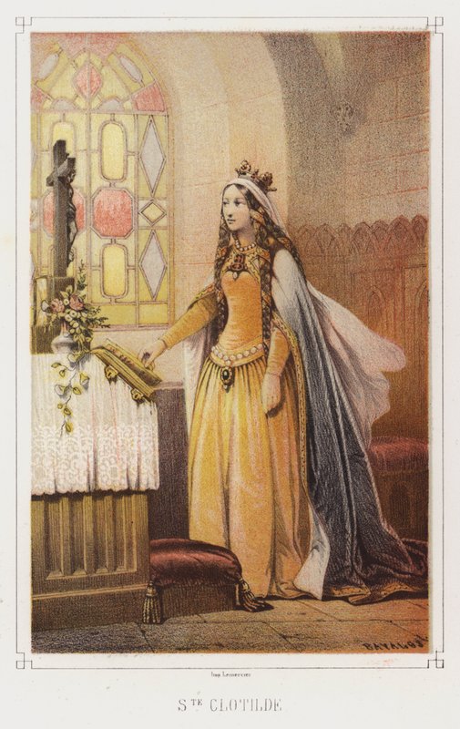 Svatá Clotilda, královna Franků (barva lito) od French School