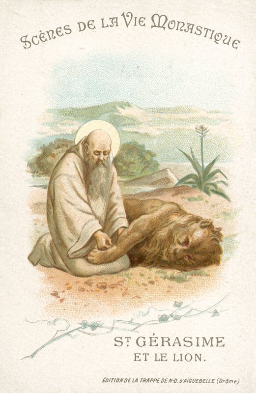 Svatý Gerasimus a lev (chromolitho) od French School