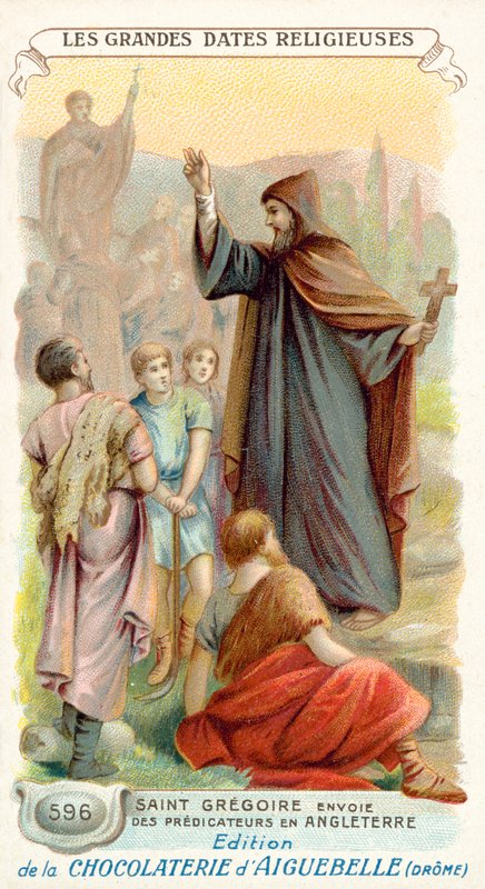 Svatý Řehoř posílá misionáře do Anglie, 596 (chromolitho) od French School
