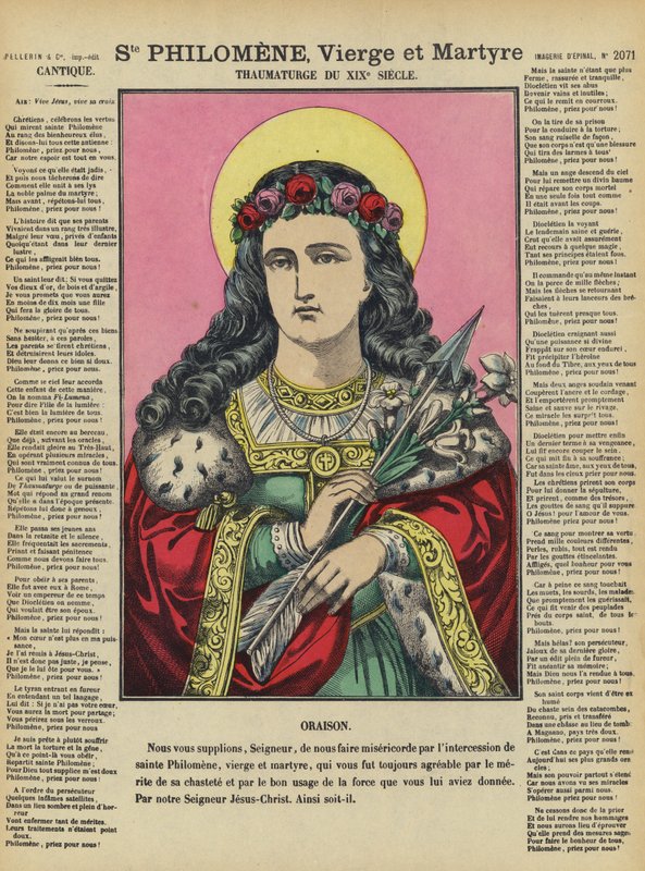 Svatá Filoména, panna a mučednice (barevná litografie) od French School