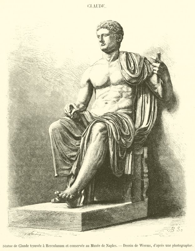 Socha Claudia nalezená v Herculaneum a zachovaná v neapolském muzeu (rytina) od French School