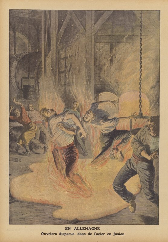 Oceláři zabití roztavenou ocelí v Německu (barva litho) od French School