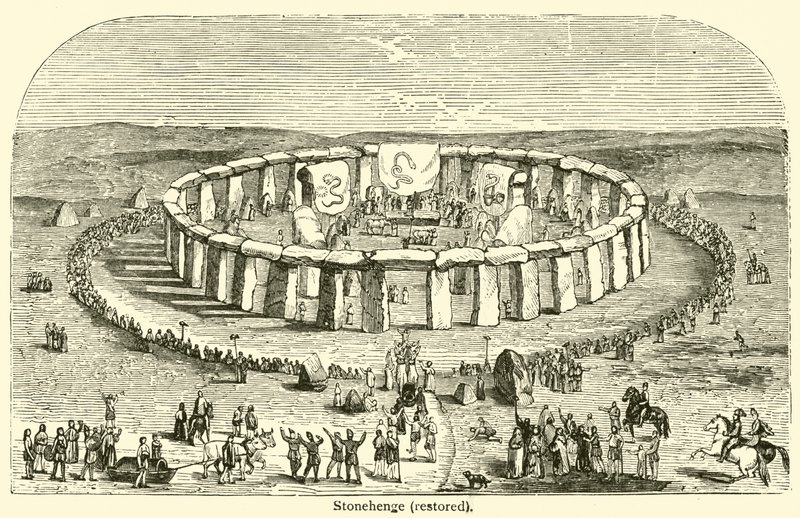 Stonehenge, restaurováno (rytina) od French School