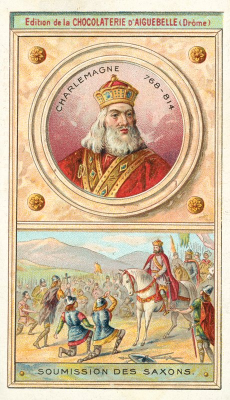 Podřízení Sasů Karlu Velikému, 785 (chromolitho) od French School