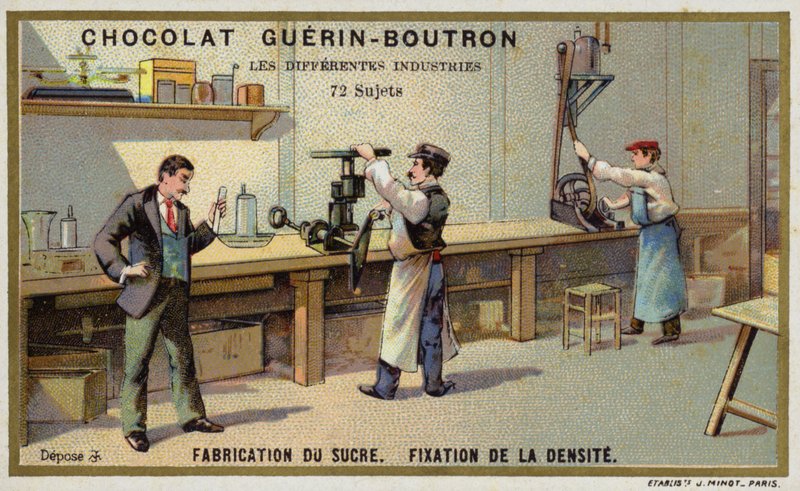 Výroba cukru. Stanovení hustoty (chromolitho) od French School